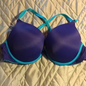 PINK 34D Victoria's Secret push up bra navy/green